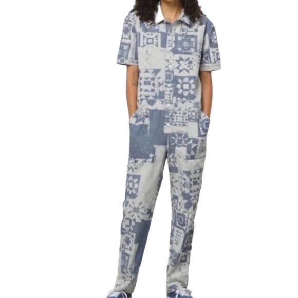 VANS Morro Coveralls Jumpsuit Blue Patchwork Women's Size VN0007SCBD2 - Picture 4 of 5